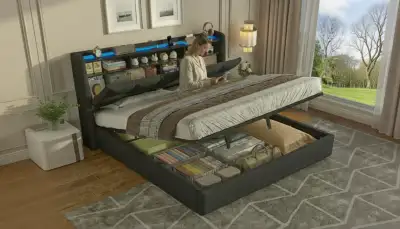 Schlafzimmer 2.0: Das Polsterbett 180x200 mit LED und Stauraum, das alles kann