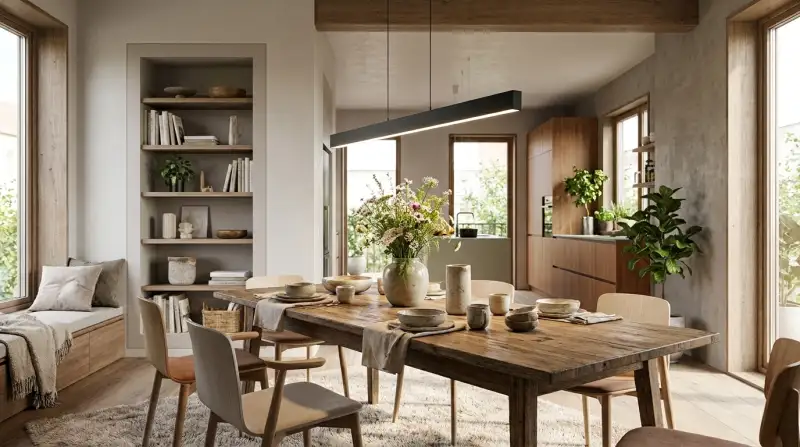 Moderne Pendelleuchten als Design-Statement über dem Esstisch