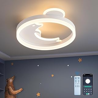 LED Deckenleuchte Delphin, 35cm 24W weiß Kinder Lampe Dimmbar 3000-6000K mit Fernbedienung/Mobil…