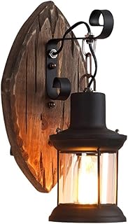 Retro Wandlampe, Holz Kreative Wandleuchten Hölzerne Kunst Laterne, Wandlampe Schlafzimmerwand K…