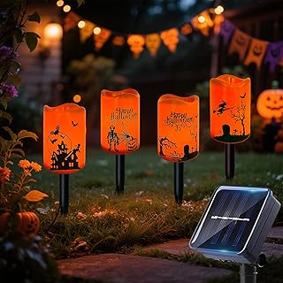 Halloween Deko Outdoor Garten, 4 Stück Hallowee Beleuchtung Outdoor, Halloween Deko Außen, IP65…