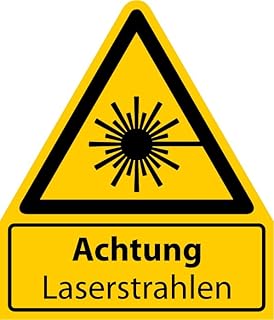Aufkleber Warnaufkleber „Achtung Laserstrahlen“ Warnung Warnschild Folie signalgelb ähnl. IS…