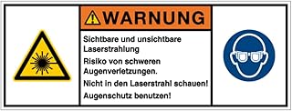 Aufkleber Hinweis Warnung Laserstrahlung Risiko Augenverletzungen Schild Folie selbstklebend | Gr…