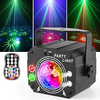 3 in 1 Discolicht Partylicht mit Fernbedienung, Musikgesteuert Disco Licht mit Stroboskop, Sprach…