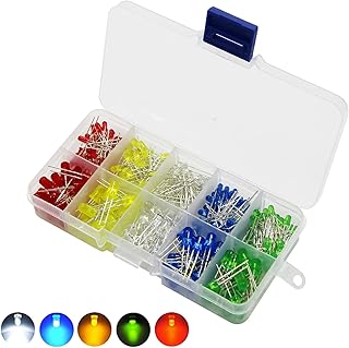200 Stück LED Leuchtdiode, 5mm LED Dioden 3V Leuchtdiode sortiment Kit 5 Farben Rot Blau Gelb Gr…