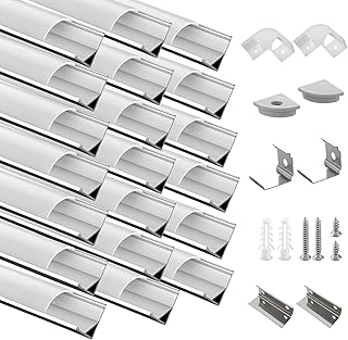 20-PACK LED Profil Aluminium 20 x 1M, V-Form Aluminiumprofil mit milchiger Abdeckung, Endkappen, …