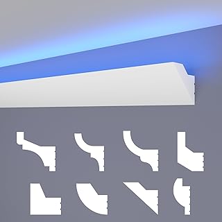 HEXIMO LED Stuckleisten klassisch, XPS Styropor indirekte Beleuchtung Wand- & Deckenleisten Styro…