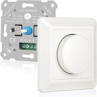 VIPMOON Dimmer Schalter 220-240V Dimmer für Led Lampen 5-200W Push-On/Off Rotary Phasenabschnitt…