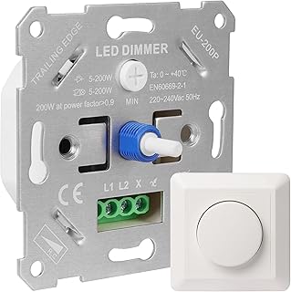 Dimmer Schalter LED Dimmer 230V Dimmschalter für Dimmbare LEDs/Halogen 5-200W Dimmer für LED La…