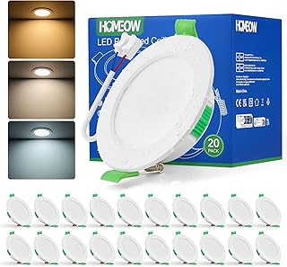 20er Set LED Einbaustrahler 230V, 5W 400LM LED Spot 68mm – 78mm Lochmaß, IP44 Warmweiß Neutralw…