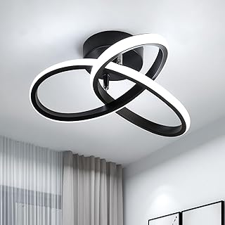 LED Deckenleuchte Moderne, 22W Deckenlampe LED Kaltweiß 6500K, Creative Flower Form Schwarze Kro…