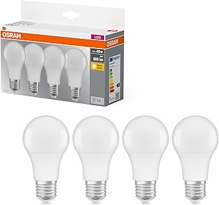 Osram LED Base Classic A, in Kolbenform mit E27-Sockel, Nicht Dimmbar, Ersetzt 60 Watt, Matt, War…