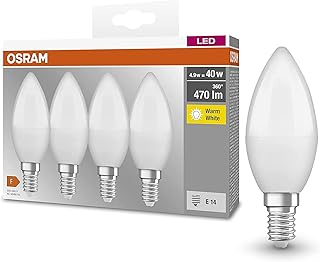 Osram LED Base Classic B Lampe, in Kerzenform mit E14-Sockel, nicht dimmbar, Ersetzt 40 Watt, Mat…