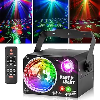 4 in 1 Discolicht Partylicht mit Fernbedienung, Musikgesteuert Disco Licht mit RGB Kugelleuchten,…