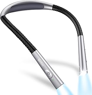 Gritin Leselampe Hals, Buchlampe Bett mit 4 Farben & 5 Helligkeit – Stufenlos Dimmbar, Augenschut…