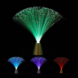 Relaxdays Glasfaserlampe, fließender Farbwechsel, LED Retrolampe, Stimmungslicht, Effektleuchte …