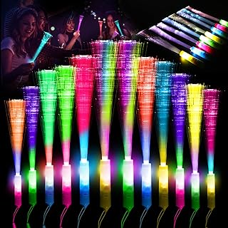 12 Stück Bunte Leuchtstäbe Glasfaser -LED Leuchtstab mit Batterie, Geschenk-Spielzeug für Kind…