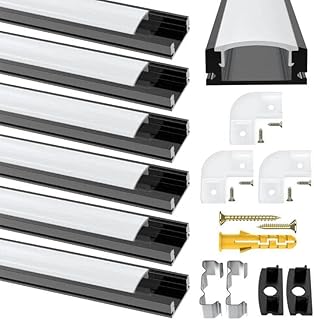 Schwarz LED Streifen Profil, 6 Pack Aluminium Kanal Schwarz Schiene Eckprofil mit Milchiger Weiß…