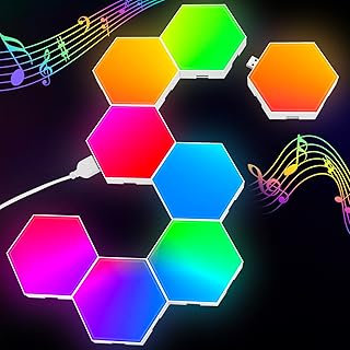 Hexagon LED Panel – RGB Smart Lights Sechseck Wandleuchten Gaming Wand Licht Musik Sync – 8 Pack …
