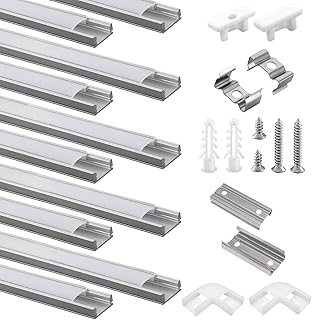 10 Pack LED Profile Aluminium 10 x 1 m, U-Shape Aluminium Profile with Milky Cover for LED Strips…