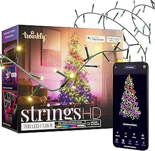 Twinkly Strings HD 700 Smart RGB+W LEDs, 38,5 Meter, Grüne Leitung, Weihnachtsbeleuchtung für I…