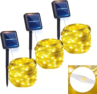 litren 3 Stücke Solar Lichterkette Aussen 3×150 LEDs 15+2M 8 Modi Solarlichterkette Außen Wette…