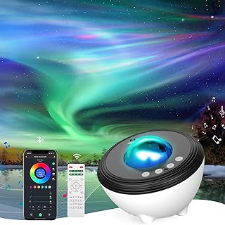 Sternenhimmel Projektor, WIFI Aurora Galaxy Sternenprojektor Lampe RGB Dimming mit Bluetooth 5.0 …