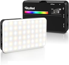 Rollei LUX Compact RGB Kamera Licht, Led Dauerlicht mit 360 Farben und 13 Lichteffekten, Kompackt…