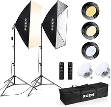 Softbox Set Fotostudio, FGen 85W 2 x 50 x 70cm Softbox LED Beleuchtung Set mit 2700-6400K, 2m Vol…