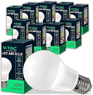V-TAC 10x LED Glühbirne E27 8,5W (entspricht 60W) A60-806Lumen – LED Lampe 4000K Neutralweiß – …