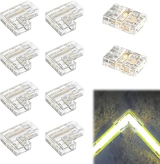 10 Stk COB LED Streifen Verbinder 2 Polig 10mm Breite, 8 Stück L Form Eckverbinder und 2 Stück …