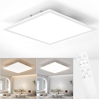 LED Deckenleuchte Panel, 30×30 cm Deckenlampe Flach Dimmbar mit Fernbedienung, 18W Deckenpanel La…