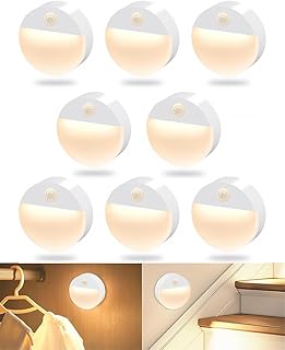 FLOWood Nachtlicht mit Bewegungsmelder,8 Stück Treppenbeleuchtung LED bewegungsmelder mit batter…