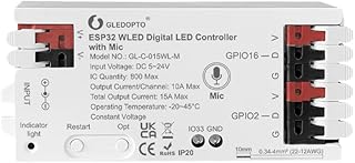GLEDOPTO ESP32 WLED LED Streifen Controller mit Mikrofon 5-24V Musik Dynamikmodus RGB IC DIY-Bele…
