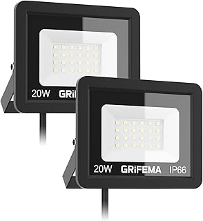 GRIFEMA 20W LED Strahler Außen, [2 Stück] 2200LM, 6500K Kaltweiß, IP66 Wasserdicht, Verstellba…