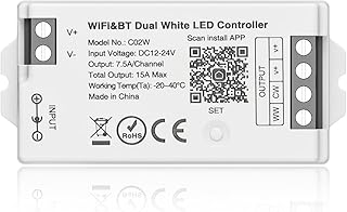 BTF-LIGHTING C02W CCT Farbtemperatur LED Controller DualWeiß 2700K-6500K 2,4GHz WiFi Gruppensteu…