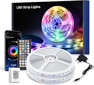 Macchiatto LED streifen 30m,Bluetooth RGB LED Strip mit Fernbedienung und APP,Musik Sync, Timer-E…