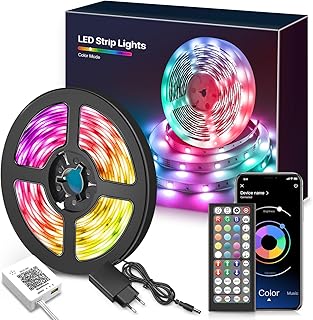 LED Strip 15M(1Rolle), Bluetooth LED Streifen RGB LED Lichterkette Licht mit Fernbedienung und Ap…