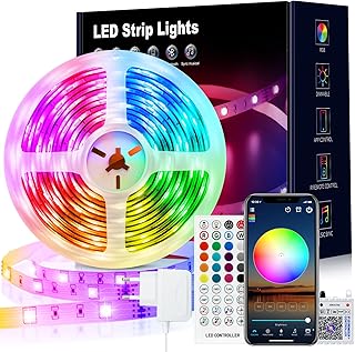 VKH LED Strip 10m, LED Streifen Bluetooth RGB LED Band 10m Selbstklebend mit Fernbedienung und AP…