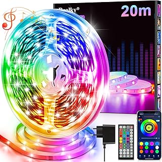 LED Streifen LED Strip 20m mit Fernbedienung & App & Musik Sync, RGB Lichterkette Dimmbar Farbwec…
