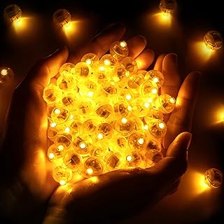 50 Stück Ballonlichter Mini,LED Ballons Lichter Warmorange,Runde Ballonlichter Mini mit 2 LR41 B…