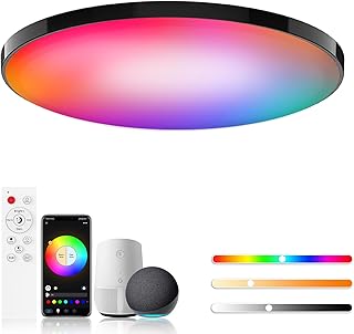 Deckenlampe LED 30W, RGB Deckenleuchte Rund 2700K-6500K, Dimmbar, Kompatibel mit Alexa, APP-Steue…