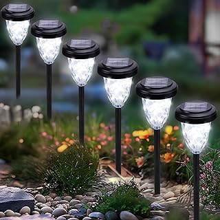 6 Stück Solarlampen für Außen, Kaltweiß Solarleuchten Gartendeko, IP65 Wasserdicht Solar Gart…