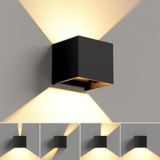 LED Wandleuchte 12W, Innen/Aussen Aluminium Wandlampe Einstellbarer Lichtstrahl, 3000K Warmweiß …