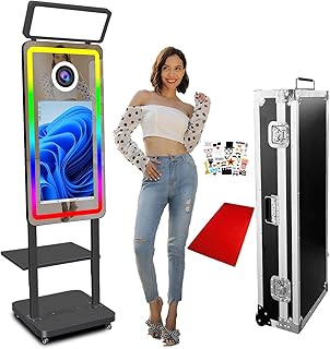 Upgraded 40″ Magic Mirror Fotoautomat mit Tablett, 21,5“ Touchscreen Fotobooth-Maschine für Sel…