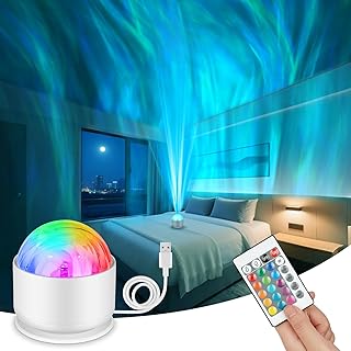Sternenhimmel Projektor, Nachthimmel Meereswellen und Nordlichter Projektor, mit 16 Farben Dimmba…