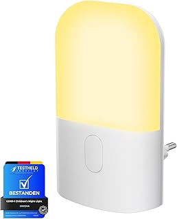 GRIFEMA Nachtlicht Steckdose mit Dämmerungssensor, 3-stufig dimmbar (2700K Warmweiß), Kinder-Na…