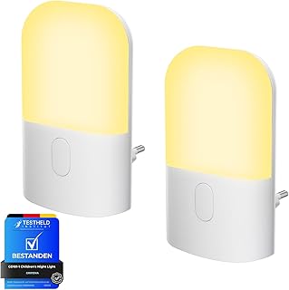 GRIFEMA 2 Stück Nachtlicht Steckdose mit Dämmerungssensor, 3-stufig dimmbar (2700K Warmweiß), …