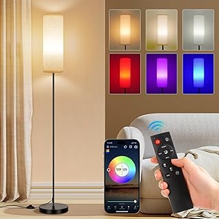 FRIDEKO HOME Stehlampe Wohnzimmer Modern RGB Dimmbar Smart Standleuchte mit Fernbedienung Musikmo…