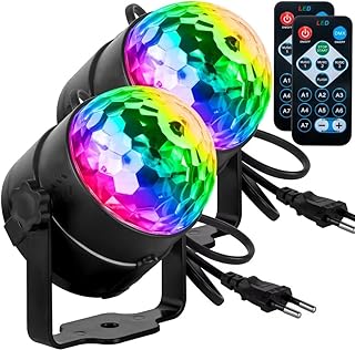 Discokugel 2 Stück Musikgesteuert Party lichter 360° Rotierende Ball Lights Bühnenbeleuchtung …